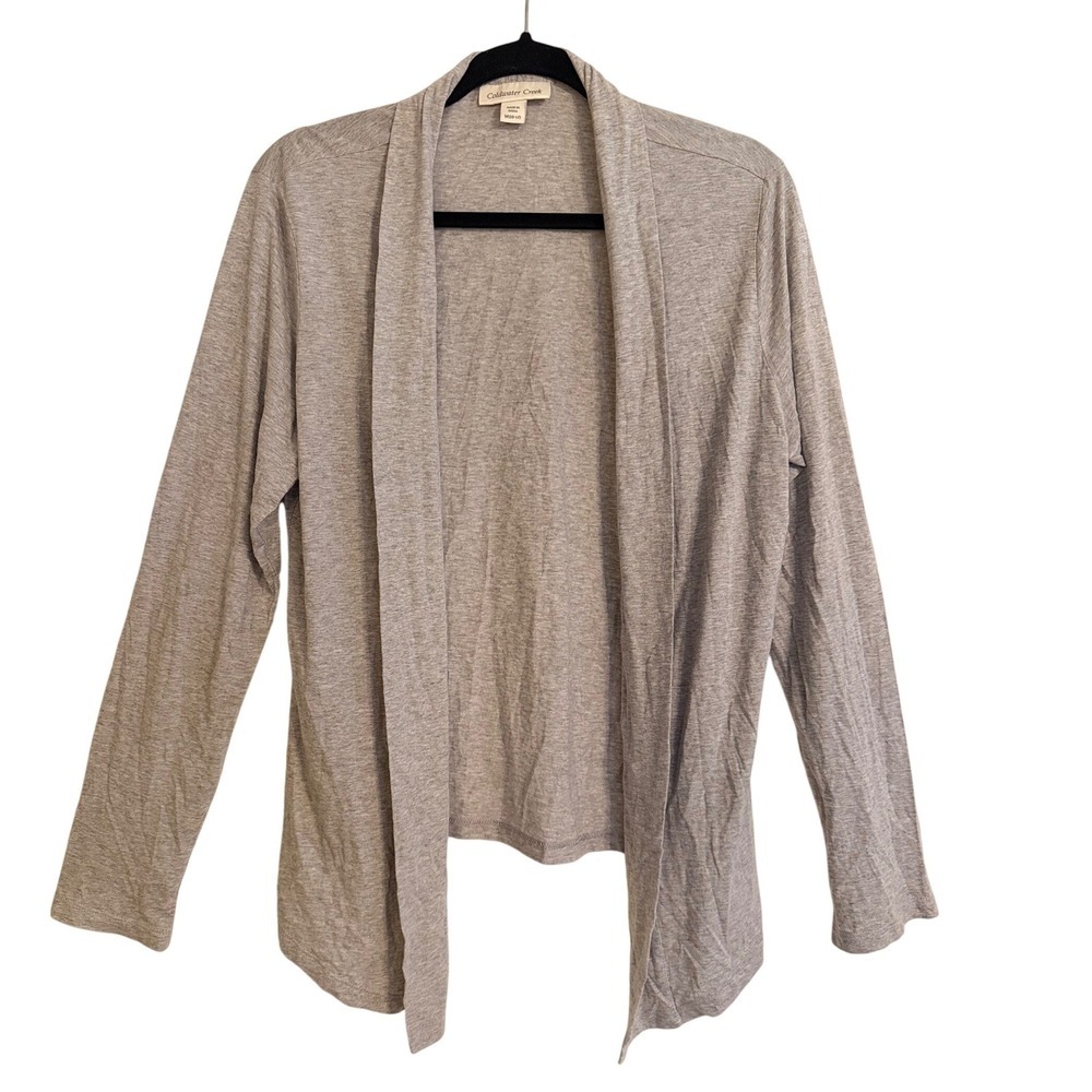 Coldwater Creek Cardigan Womens Medium Gray Cotton Modal Coastal Cozy Layering
